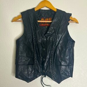 Vintage hot leathers black leather vest